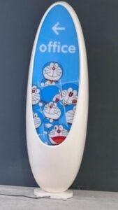 doraemon blue and white themed wayfinding signage