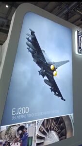 A large display features an airplane, capturing attention with its impressive design and showcasing aviation technology.